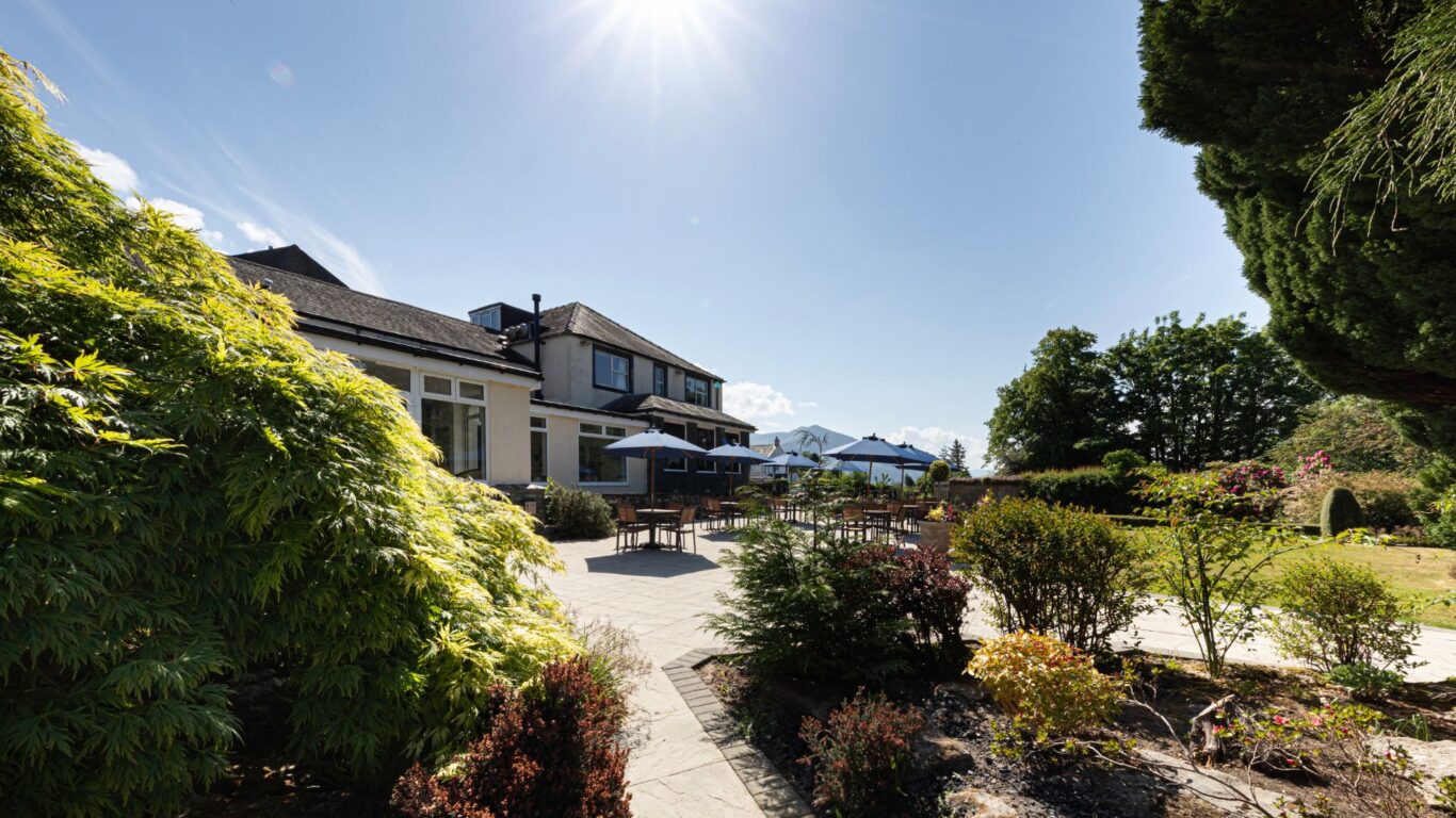 patio from the gardens 5, the lake district castle inn, keswick