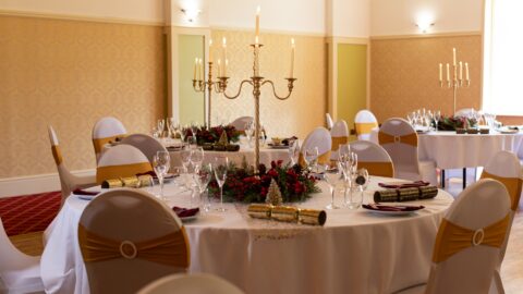 festive table layout, lake district castle ionn hotel, bassenthwaite