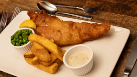 fish and chips,, lake district castle inn hotel, bassenthwaite