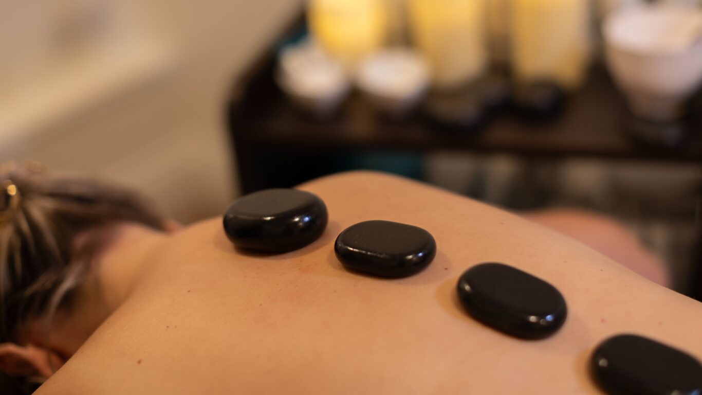 hot stones on back, lake district castle inn, bassenthwaite