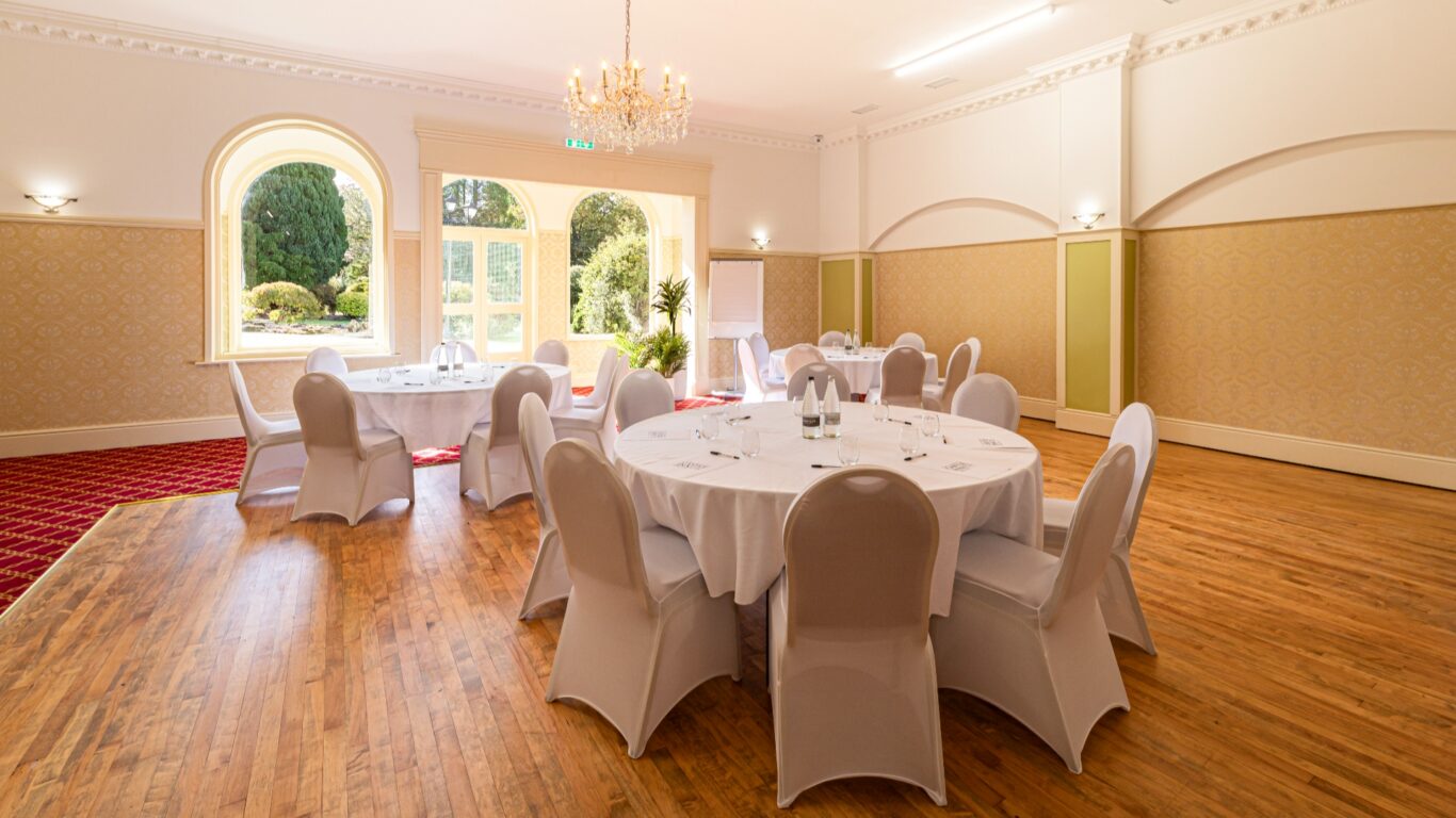 Conference set up tables layout, lake district castle ionn hotel, bassenthwaite