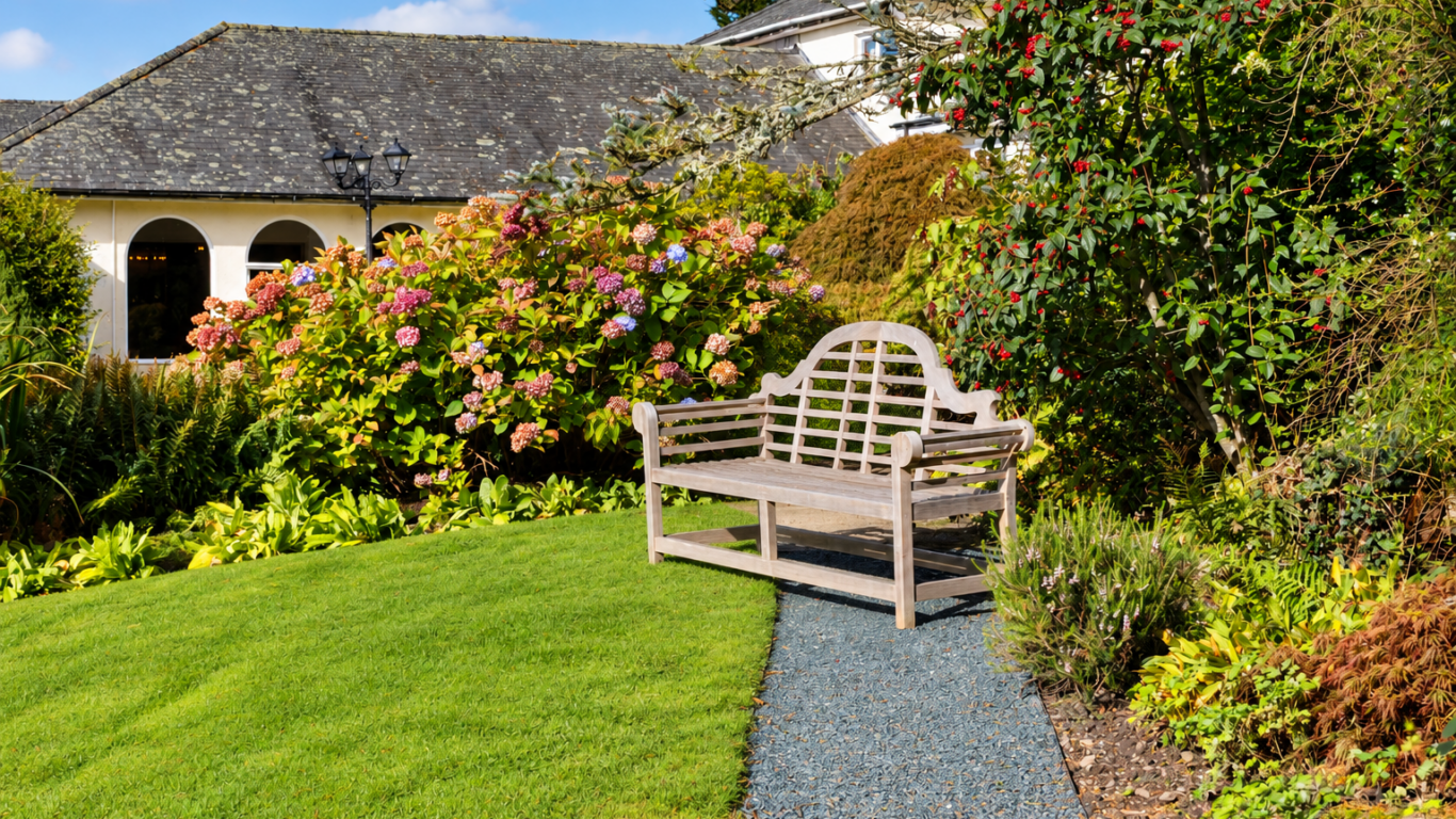 Tranquil Garden Bench Courtyard